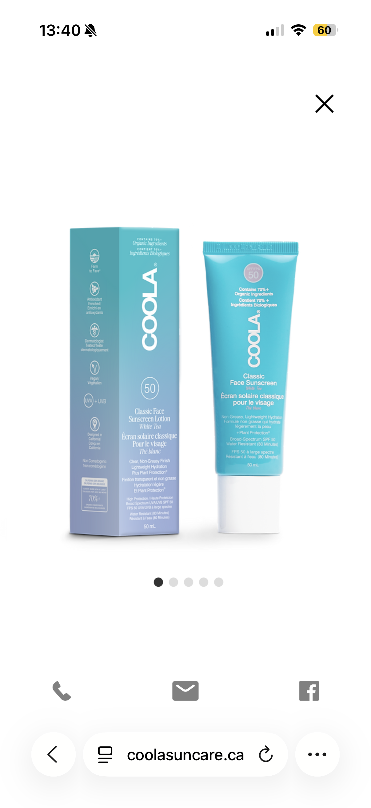 Lotion solaire classique pour le visage